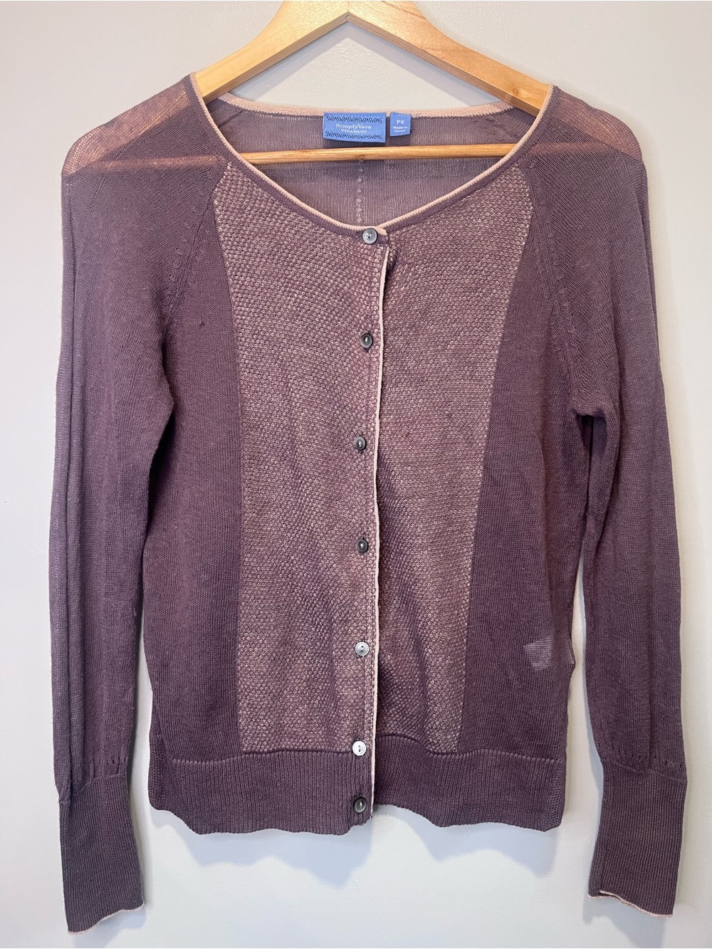 Simply Vera Vera Wang Dusty Mauve & Rose Button-Front Sheer Cardigan